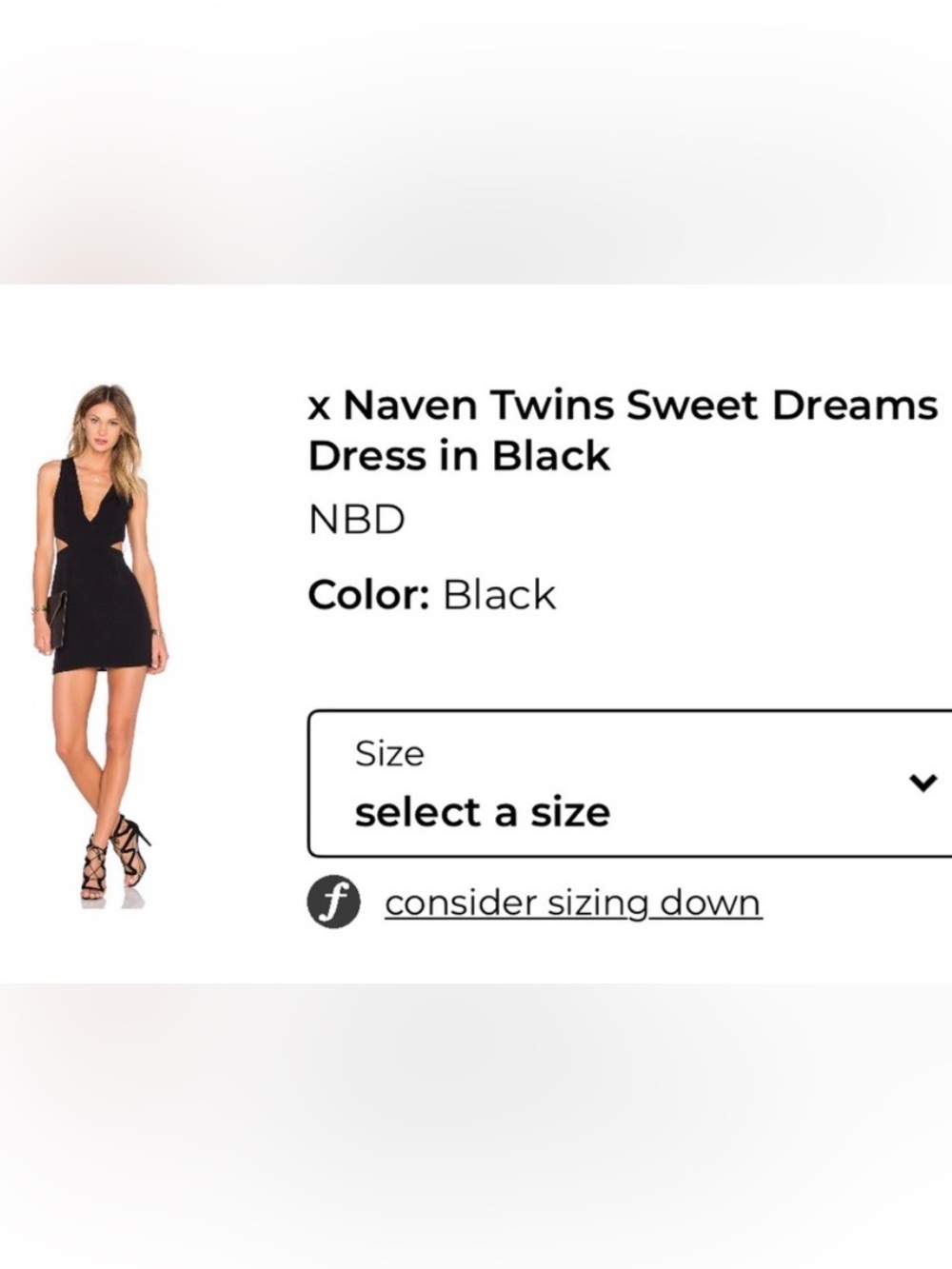 NBD Black Mini Dress with Front Cutout and Gold Zip.
